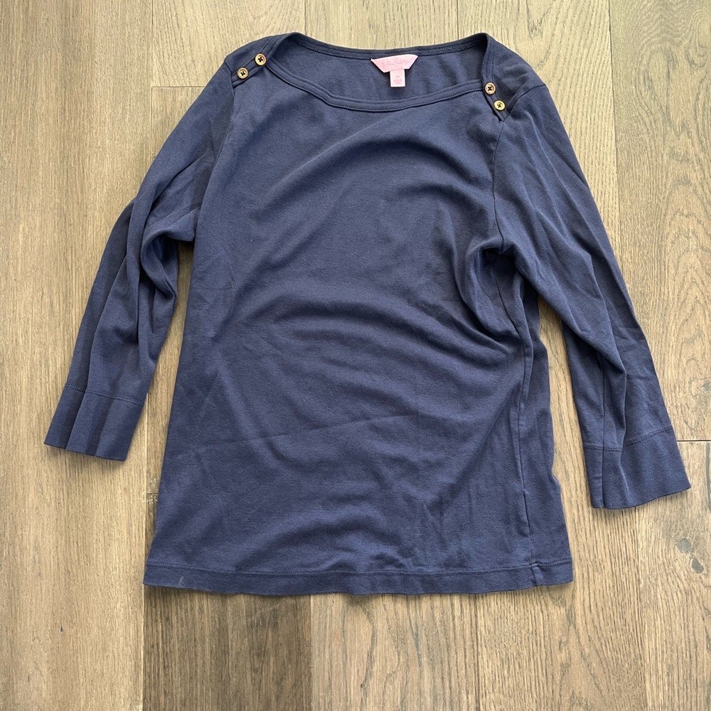 Lilly Pulitzer Boatneck Button Shoulder Top